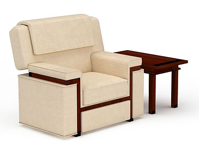 高档米色贵宾沙发椅3d模型