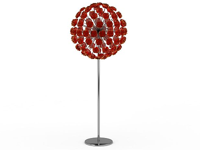 3d红色放射状花朵装饰品免费模型