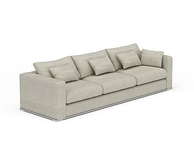 现代浅灰色布艺休闲沙发模型3d模型