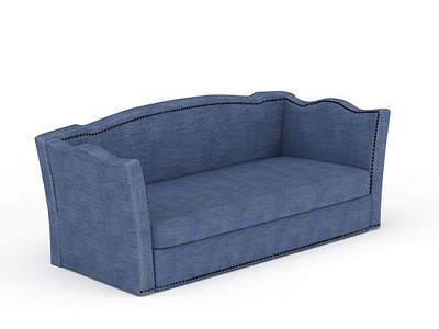 3d蓝色布艺沙发模型