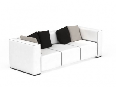 经典白色三人沙发模型3d模型