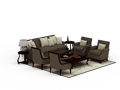 3d客厅沙发套装模型