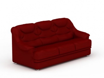 红色三人沙发模型3d模型