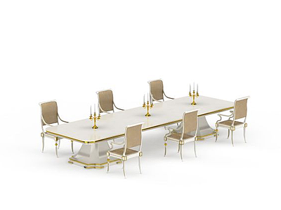 欧式豪华餐桌模型3d模型