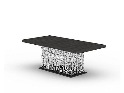 3d现代镂空底座餐桌模型