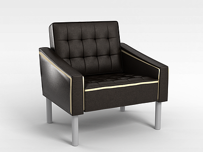 3d美式黑色休闲皮沙发模型