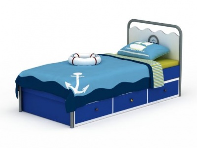 3d蓝色儿童床免费模型