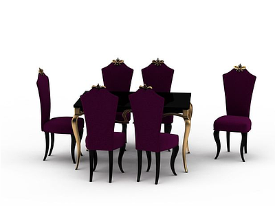欧式餐桌餐椅模型3d模型
