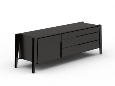 3d现代黑色边桌模型