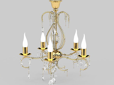 豪华金色烛台式水晶吊灯模型3d模型