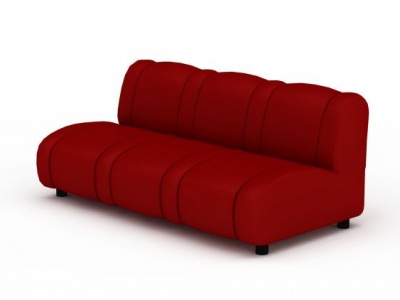 3d精品红色布艺多人沙发免费模型