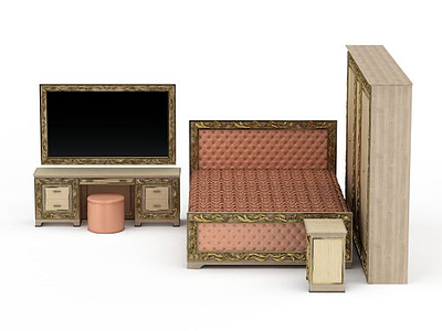 欧式卧室家具组合模型3d模型
