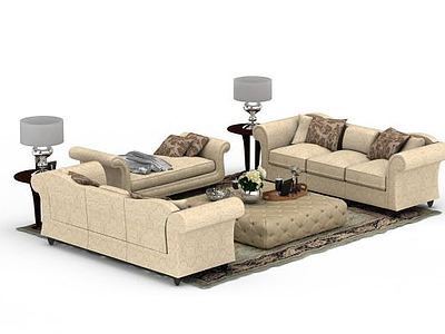 3d欧式客厅沙发组合免费模型