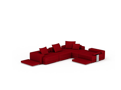 3d大红沙发套装免费模型