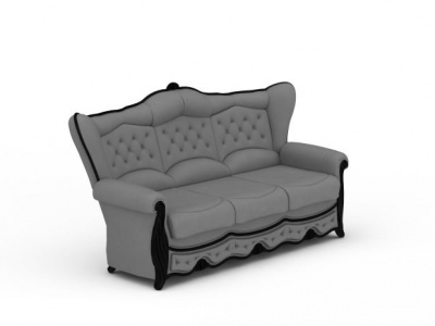 3d灰色三人沙发免费模型