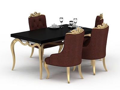 欧式餐桌餐椅组合模型3d模型
