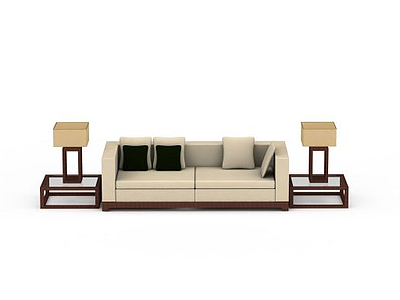 3d米色双人沙发模型