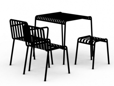 3d黑色桌椅套装模型