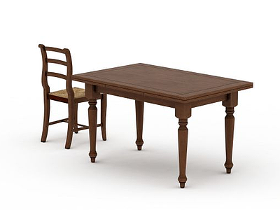 3d简约木质桌椅模型