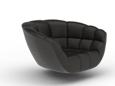 3d黑色真皮沙发免费模型