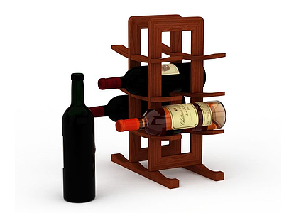 3d木质红酒架模型