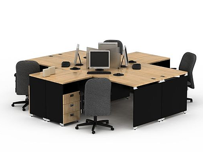 现代办公桌模型
