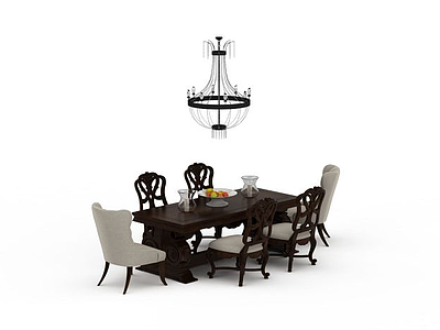 木质餐厅桌椅模型