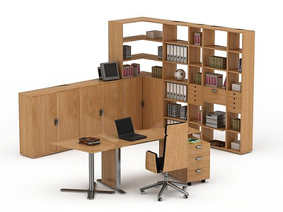 原木办公室家具模型3d模型