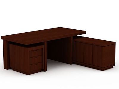 实木办公桌3d模型
