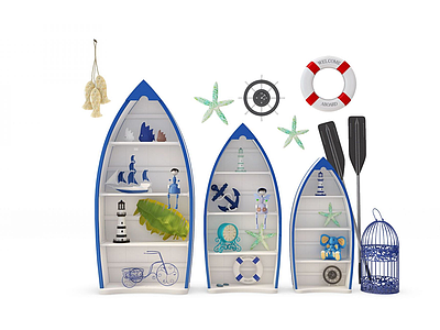 3d地中海船形儿童装饰柜模型