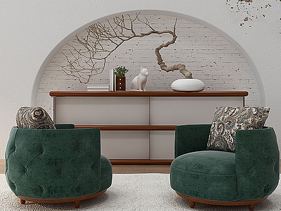 3d现代单人沙发装饰柜模型