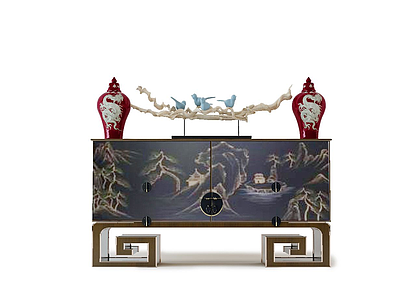 3d中式装饰柜模型