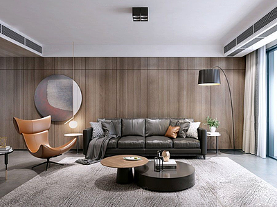 现代风格客厅，3d模型