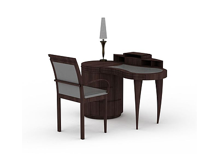 3d书房木质桌椅免费模型