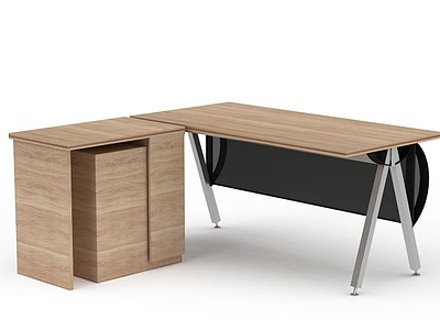 原木办公桌模型3d模型