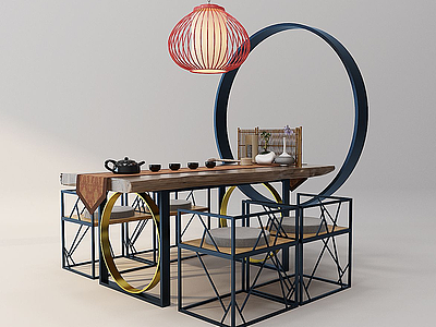 茶楼茶桌椅模型