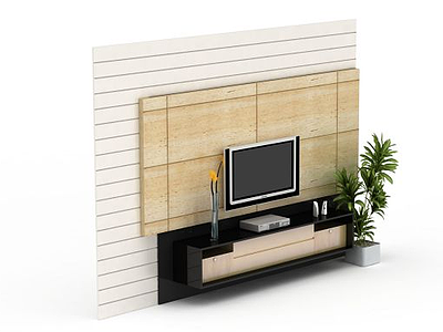 现代电视墙模型3d模型