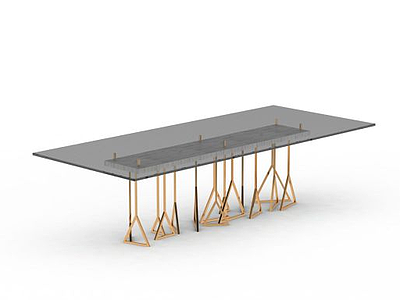 玻璃长桌模型3d模型