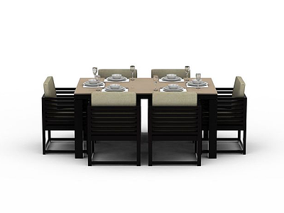 3d餐厅桌椅<font class='myIsRed'>组合</font>免费模型