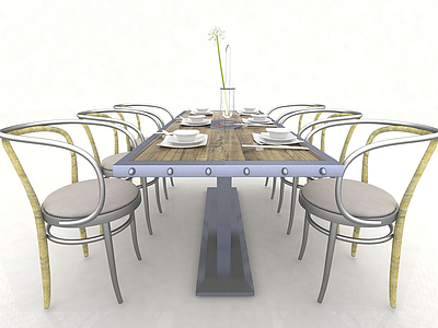 3d现代<font class='myIsRed'>风格</font>餐桌椅模型