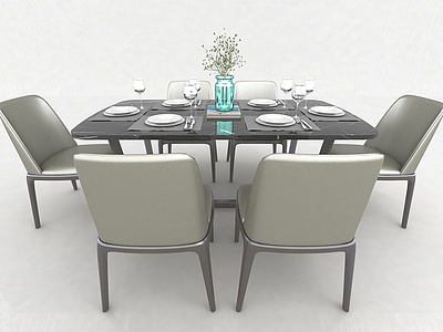 3d欧式风格餐桌椅模型