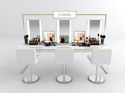 彩妆桌化妆桌白色3d模型