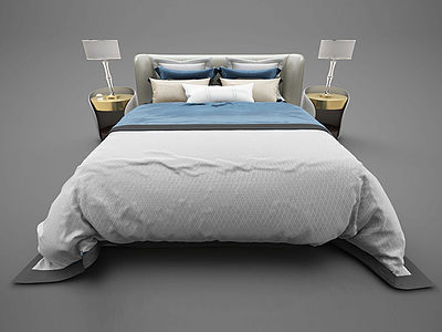 3d卧室双人床模型