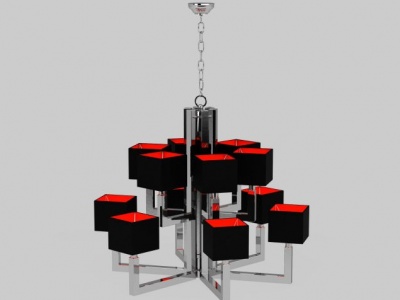 红色创意吊灯模型3d模型