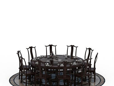 中式餐桌模型3d模型