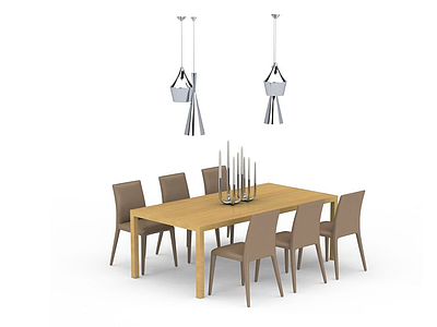现代简约桌椅组合模型3d模型