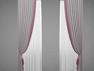 3d现代风格窗帘模型