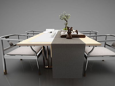 茶桌椅组合模型3d模型