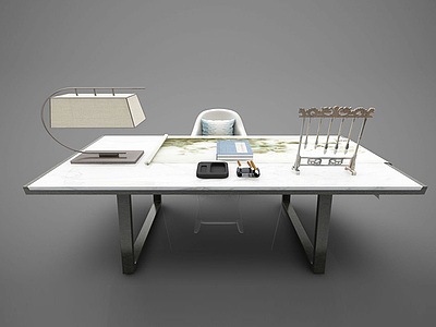 现代风格办公桌椅模型