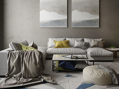 3d现代家居组合休闲沙发模型